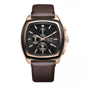 Alexandre Christie AC 6616 Rosegold Brown Leather Man MCLRGBABO